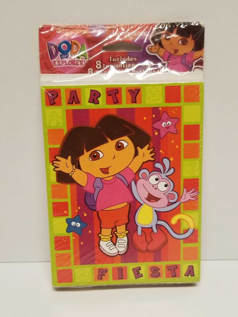 New Vintage 2004 Dora The Explorer Fiesta Birthday Party Invitations Pack of 8